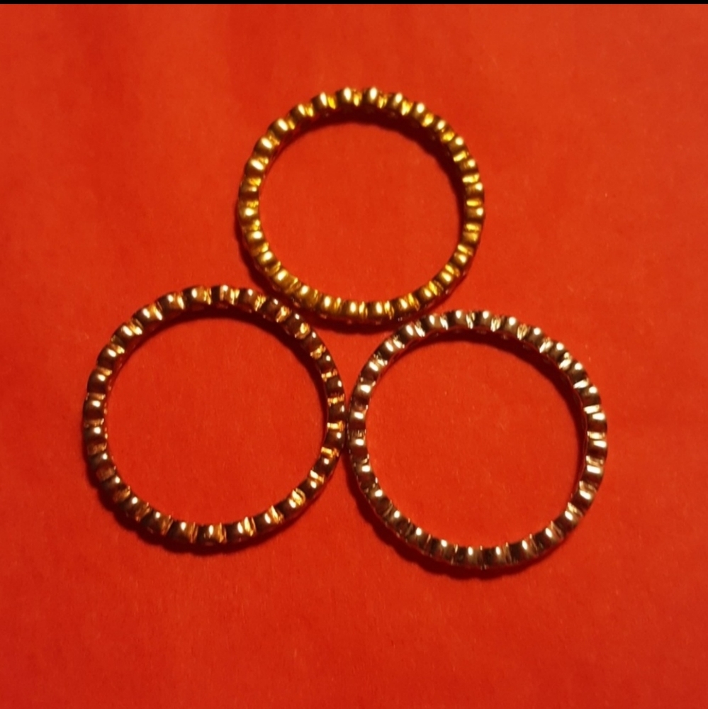 NWT 3 Tones 925 SS Stackable Eternity Rings - Picture 2 of 4